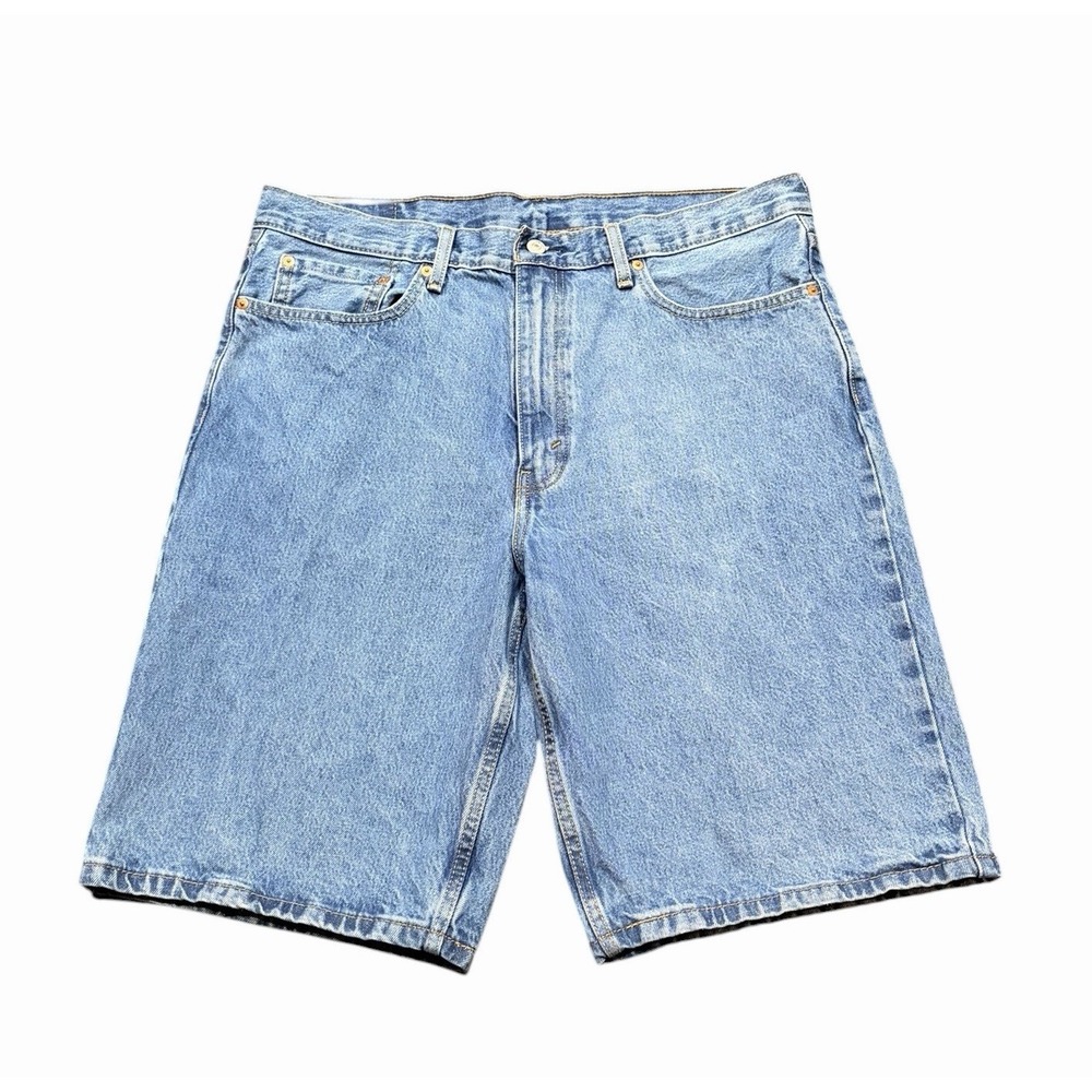 Levis Shorts Mens 36 Blue 469 Loose Baggy Comfort Jorts Denim Jean Short 12" Zip